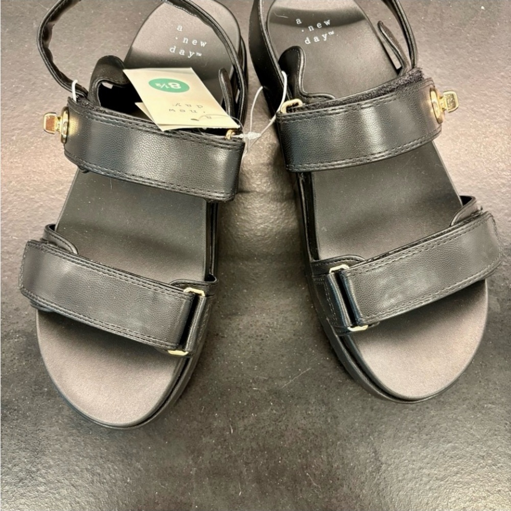 NWT-Brand new- Size 8 1/2 A New Day Women's Black Strap Sandals